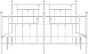 vidaXL Metalowa rama łóżka z wezgłowiem i zanóżkiem, biała, 140x200 cm 6