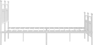 vidaXL Metalowa rama łóżka z wezgłowiem i zanóżkiem, biała, 140x200 cm 7