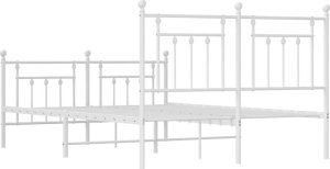 vidaXL Metalowa rama łóżka z wezgłowiem i zanóżkiem, biała, 140x200 cm 8