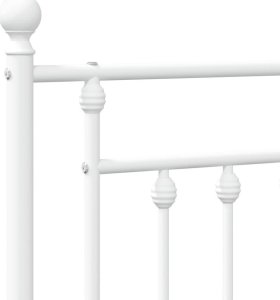 vidaXL Metalowa rama łóżka z wezgłowiem i zanóżkiem, biała, 140x200 cm 9