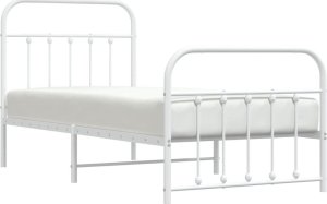 vidaXL Metalowa rama łóżka z wezgłowiem i zanóżkiem, biała, 90x200 cm 3