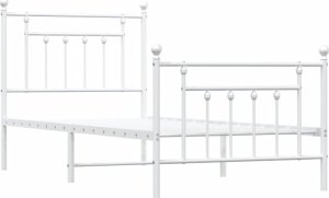 vidaXL Metalowa rama łóżka z wezgłowiem i zanóżkiem, biała, 90x200 cm 5