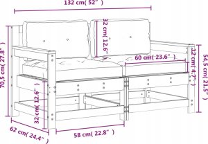 vidaXL Fotele ogrodowe z poduszkami, 2 szt., impregnowana sosna 10