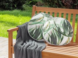 Beliani 2 poduszki ogrodowe wzór w liście 40 cm zielone z białym CALDERINA 2
