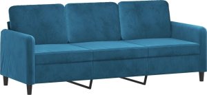 vidaXL Sofa 3-osobowa, niebieski, 180 cm, tapicerowana aksamitem 2