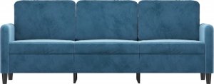 vidaXL Sofa 3-osobowa, niebieski, 180 cm, tapicerowana aksamitem 3