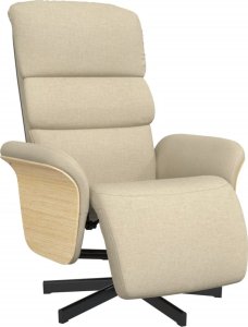 vidaXL Rozkładany fotel z podnóżkiem, kremowy, tkanina 2