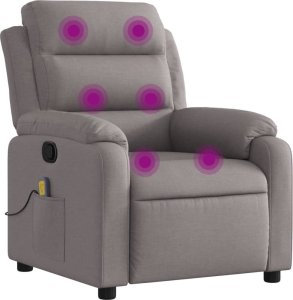 vidaXL Rozkładany fotel masujący, taupe, obity tkaniną 2