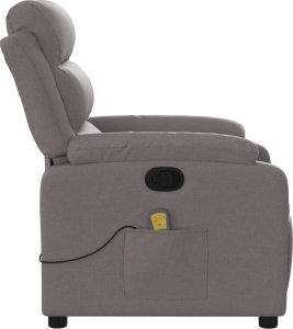 vidaXL Rozkładany fotel masujący, taupe, obity tkaniną 8
