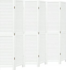 vidaXL Parawan pokojowy, 6-panelowy, biały, lite drewno paulowni 2