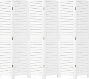 vidaXL Parawan pokojowy, 6-panelowy, biały, lite drewno paulowni 4