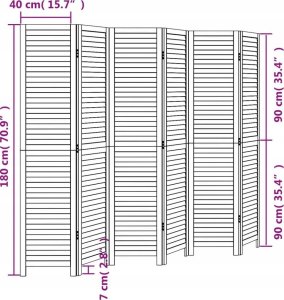 vidaXL Parawan pokojowy, 6-panelowy, biały, lite drewno paulowni 8