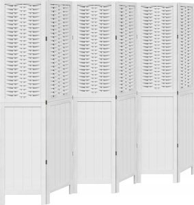 vidaXL Parawan pokojowy, 6-panelowy, biały, lite drewno paulowni 10
