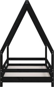 vidaXL Rama łóżka dziecięcego, czarna, 80x160 cm, drewno sosnowe 3