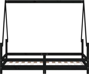 vidaXL Rama łóżka dziecięcego, czarna, 80x160 cm, drewno sosnowe 4
