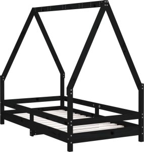 vidaXL Rama łóżka dziecięcego, czarna, 80x160 cm, drewno sosnowe 5