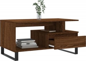 vidaXL Stolik kawowy, brązowy dąb 90x49x45 cm, materiał drewnopochodny 4