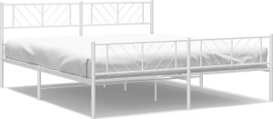 vidaXL Metalowa rama łóżka z wezgłowiem i zanóżkiem, biała, 180x200 cm 2