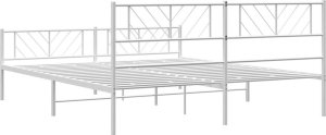 vidaXL Metalowa rama łóżka z wezgłowiem i zanóżkiem, biała, 180x200 cm 7