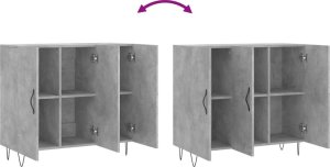 vidaXL Szafka, szarość betonu, 90x34x80 cm, materiał drewnopochodny 9