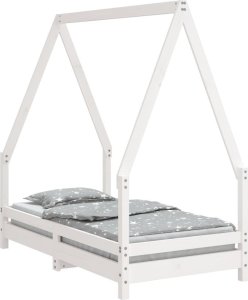 vidaXL Rama łóżka dziecięcego, biała, 70x140 cm, drewno sosnowe 2