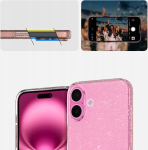 Spigen Liquid Crystal Glitter, Rose Quartz - iPhone 16 9