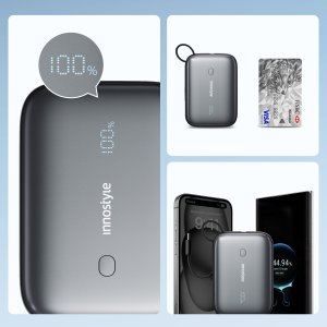 Powerbank Innostyle INNOSTYLE POWERGO MINI POWERBANK 10000MAH 3X USB USB-C 22,5W Z KABLEM USB-C 4