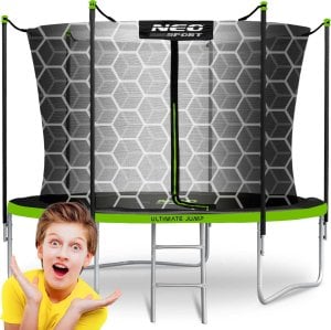 Trampolina ogrodowa Neo-Sport NeoSport Trampolina ogrodowa 8ft/252cm z siatką wewnętrzną i drabinką 1