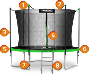 Trampolina ogrodowa Neo-Sport NeoSport Trampolina ogrodowa 8ft/252cm z siatką wewnętrzną i drabinką 13