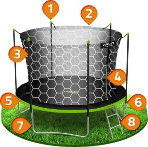 Trampolina ogrodowa Neo-Sport NeoSport Trampolina ogrodowa 8ft/252cm z siatką wewnętrzną i drabinką 14