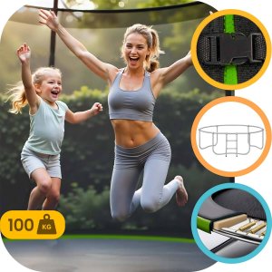 Trampolina ogrodowa Neo-Sport NeoSport Trampolina ogrodowa 8ft/252cm z siatką wewnętrzną i drabinką 3