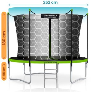 Trampolina ogrodowa Neo-Sport NeoSport Trampolina ogrodowa 8ft/252cm z siatką wewnętrzną i drabinką 9
