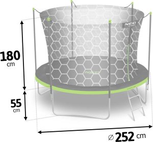 Trampolina ogrodowa Neo-Sport NeoSport Trampolina ogrodowa 8ft/252cm z siatką wewnętrzną i drabinką 5