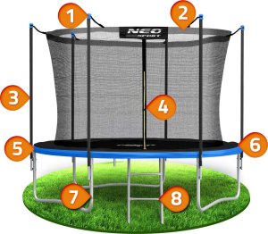 Trampolina ogrodowa Neo-Sport NeoSport Trampolina ogrodowa 6ft/183cm z siatką wewnętrzną i drabinką 12