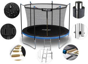 Trampolina ogrodowa Neo-Sport NeoSport Trampolina ogrodowa 6ft/183cm z siatką wewnętrzną i drabinką 5