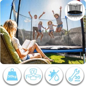 Trampolina ogrodowa Neo-Sport NeoSport Trampolina ogrodowa 6ft/183cm z siatką wewnętrzną i drabinką 7