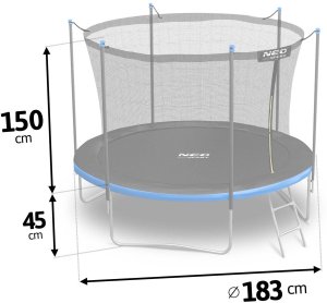 Trampolina ogrodowa Neo-Sport NeoSport Trampolina ogrodowa 6ft/183cm z siatką wewnętrzną i drabinką 9