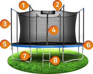 Trampolina ogrodowa Neo-Sport NeoSport Trampolina ogrodowa 12ft/374cm z siatką wewnętrzną i drabinką 12