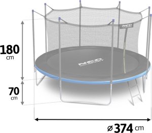 Trampolina ogrodowa Neo-Sport NeoSport Trampolina ogrodowa 12ft/374cm z siatką wewnętrzną i drabinką 5