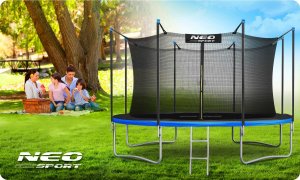 Trampolina ogrodowa Neo-Sport NeoSport Trampolina ogrodowa 12ft/374cm z siatką wewnętrzną i drabinką 10