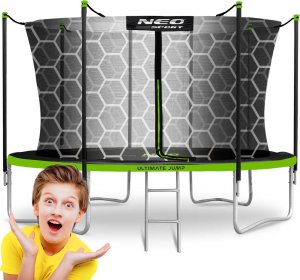 Trampolina ogrodowa Neo-Sport NeoSport Trampolina ogrodowa 12ft/374cm z siatką wewnętrzną i drabinką 1
