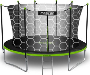 Trampolina ogrodowa Neo-Sport NeoSport Trampolina ogrodowa 12ft/374cm z siatką wewnętrzną i drabinką 2