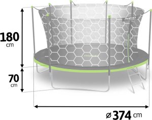 Trampolina ogrodowa Neo-Sport NeoSport Trampolina ogrodowa 12ft/374cm z siatką wewnętrzną i drabinką 4