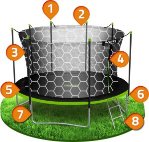 Trampolina ogrodowa Neo-Sport NeoSport Trampolina ogrodowa 12ft/374cm z siatką wewnętrzną i drabinką 6