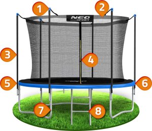 Trampolina ogrodowa Neo-Sport NeoSport Trampolina ogrodowa 10ft/312cm z siatką wewnętrzną i drabinką 12