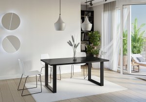 Selsey Stół Brooklyn 160x90 cm czarny połysk z czarnymi nogami w kształcie U 2