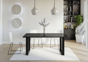 Selsey Stół Brooklyn 160x90 cm czarny połysk z czarnymi nogami w kształcie U 3