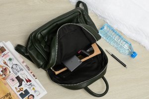 Vera Pelle Ciemno- zielony Włoski Plecak Skórzany A4 damski dużo kieszeni C79 2