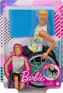 Lalka Barbie Barbie GWX93 LALKA KEN NA WÓZKU INWALIDZKIM RAMPA 1