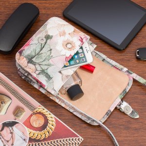 Beltimore Damska Skórzana Mała Torebka Listonoszka Beltimore kwiaty K66 2